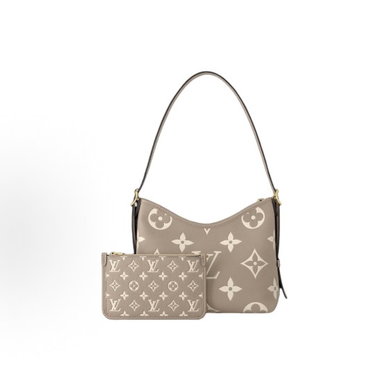 LOUIS VUITTON Carryall PM 可调节肩带拉链  ⼩号  鸽⼦灰拼奶油⽶⾊